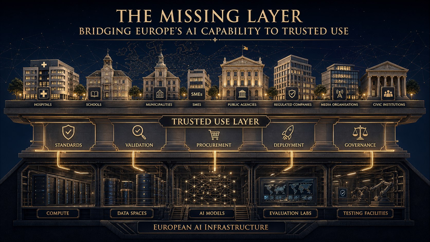The Missing Layer: trusted use layer bridging Europe's AI capability to public and institutional adoption