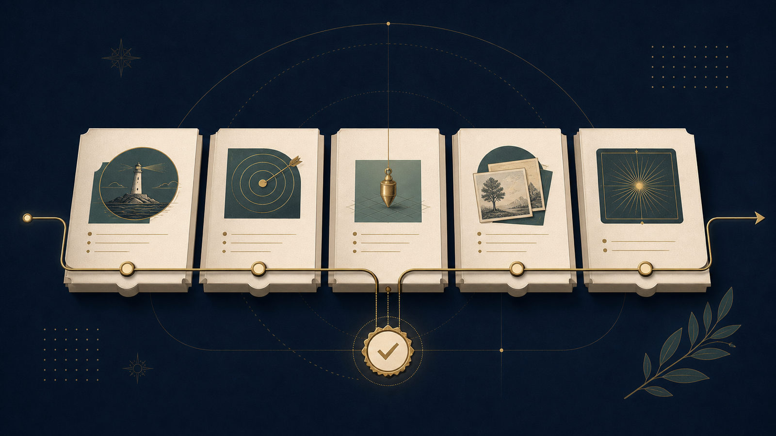 Editorial PathPatron cover showing five connected briefing layers, a decision path and a verification checkpoint in navy, antique gold and warm cream.