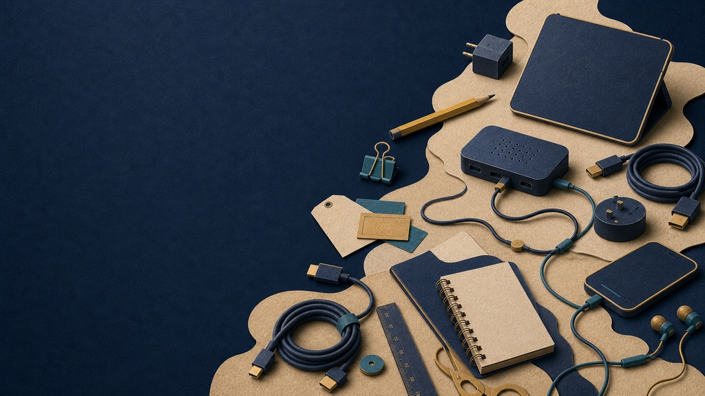 A tactile paper-cut workbench combining modern technology tools with practical analogue tools